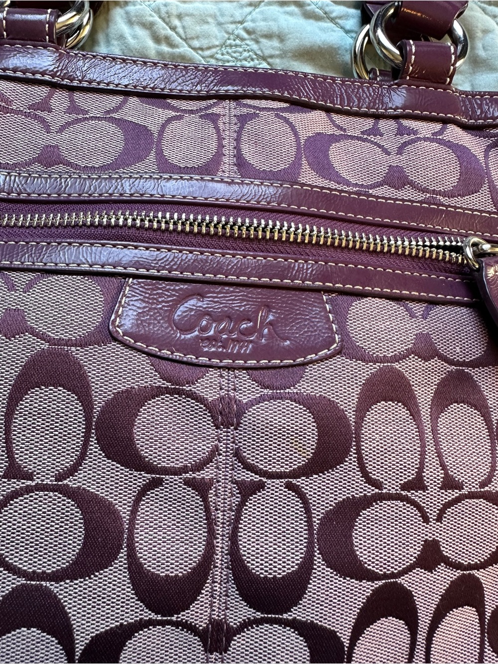 Coach Penelope Signature Monogram Tote Bag in Plum - Picture 2 of 9
